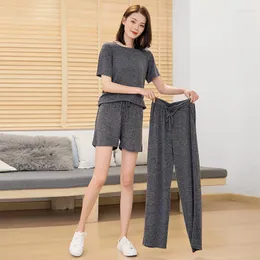 Women's Tracksuits Women's Pajamas Shorts Sets 2 Pieces 3pcs High Waist Plus Size Sleepwear Loose Slimming Pajama Summer Home Clothes