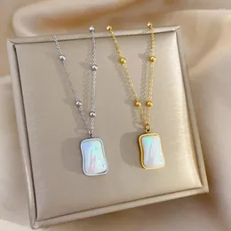 Ожерелья с подвесками, белое ожерелье из акриловой ракушки для женщин, INS, золотой цвет, квадратная цепочка с кристаллами на ключицу, элегантные вечерние ювелирные изделия, подарки
