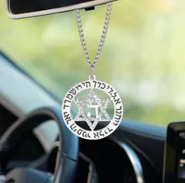 Naszyjniki wisiorek Viking Stal nierdzewna Naszyjnik wsteczny Dekoracja lustra David Star Hand of Fatima Amulet Wewnętrzne Auto Accessorie