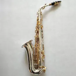 Ny vit koppar guldpläterad e-tune professionell altsaxofon 037 en till en originalstruktur djup snidad alt sax