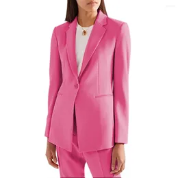 Garnitury męskie Blazer Spants Dwuczęściowy zestaw biurowy kobiety Kobiety różowe fioletowe biznesowe guziki Slim Fit Pants Formal Suit