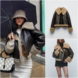 Mulheres de pele do falso casaco feminino blazer grosso quente jaqueta de couro feminino streetwear zíper casaco vintage outwear outono inverno overgarment 231023