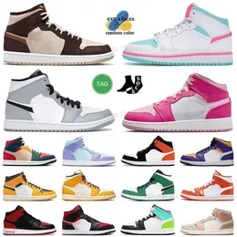 Mid Jumpman 1s Basketball Shoes Platform Sneakers Fierce Pink Space Jam White Pink Green Soar Cream Chocolate Blue Mint Lakers GS markerade J1 Outdoor Trainers