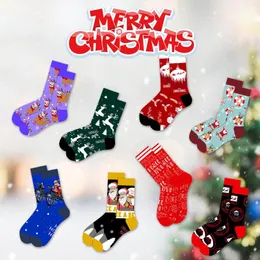 Men's Socks Damp Winter Middle Santa Autumn And Cotton Snowflake Womens Compression Max95