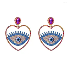 Stud Earrings Devil's Eye Rhinestone Heart Drop Oil Love Women's Wholesale
