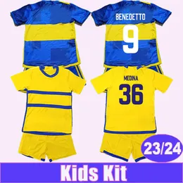 2023 24 Boca Juniors Kids Kit Soccer Jerseys Marcos Rojo Zeballos Benedetto Cavani Barco Home Away Football Shirts半袖ユニフォーム