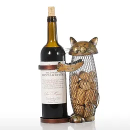 Tabletop Wine Racks Tooarts Cat holder Cork Container Home Decor Iron Craft Gift Handicraft Animal Ornament Kitchen Decoration 231023