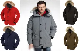 Winter Mens Down Jackets Parka Chateau 진짜 너구리 후드 모피 칼라 코트 다운 스 남성의 두꺼운 따뜻한 파카 검은 아울렛 야외