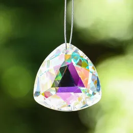 Kryształ żyrandola 2PCS AB Kolor pojedynczy otwór Reuleaux trójkąt fasetowany pryzmat wisiorek przez cle k9 szklany suncatcher ogród odblaskowy strach ptaków