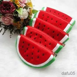 Handväskor plysch rött vattenmelon mynt väskor frukt plånbok stora vattenmelonskolor barn penna blyerts väska