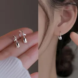 Stud Earrings Fashion Silver Color Tulip Flower For Women Girls Simple Unique Sweet Romantic Jewelry Party 2023 Trend
