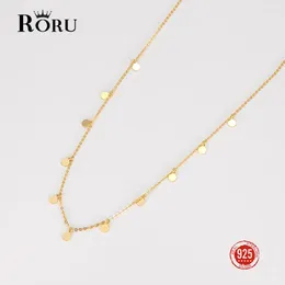 Pendants RORU Real S925 Sterling Silver Beads Neck Chain Kpop Pearl Choker Necklace Gold Color Goth Fine Jewelry On The For Women