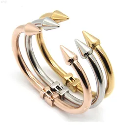 Looking for High Quality Nail Bangle 316 Stainless Steel Gold Plated Conical Arrows Charm Casted Tricolor Cuff Bracelet