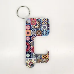 Sublimation Keychain Germ Free Key Chain Non-contact Door Handle Keychain Wooden DIY Blank Key Rings Safety Touchless Door Opener A03