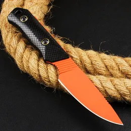 Ny BM15600 rak jaktkniv D2 titanbeläggningsblad fullt tang nylon plus glasfiberhandtag utomhus fasta bladöverlevnadsknivar med kydex