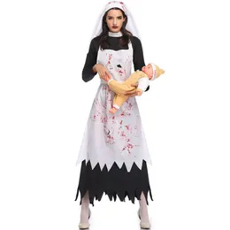 Halloween kostymer cos skräck sexiga roliga vuxna och barn m-xl vampyr demon terror nun klänning party klänning ny halloween klänning