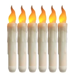 Candele Funzione senza fiamma Candela conica a led 6 pezzi Funziona a batteria Cera finta immersa in ambra tremolante Piccola decorazione 231023