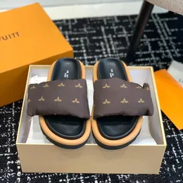 2023 new luxury slipper designer woman POOL PILLOW COMFORT man shoe Sandals Sunset Flat slide Comfort Mules Padded Front Strap Fashionable flat