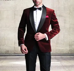 Herrdräkter Bourgogne High Quality Suit 2 Pieces Single Breasted Shawl Lapel Party Ball Jacket Business Dress Casual Groom's Wedding