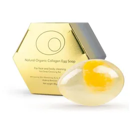 Ręcznie robione mydło naturalne organiczne kolagen mydło jaja ręcznie robione wybielanie oczyszczanie mydła do kąpieli 80G Drop dostarczenie zdrowia urody kąpiel kąpiel dhwz9