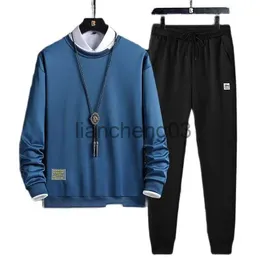 Erkeklerin Takipleri Sonbahar Erkek Hoodies+Pantolon Sweatshirt+Sweetpants Sets Erkek Trailtsuits Hoodie Pant+Pullover Hoody Suits Leisure Düz Renk M-4XL J231023