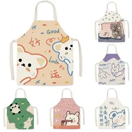 Aprons Flax Large Apron Cartoon Adult Child OilProof Leeveless Bib Waterproof Baking Accessories Clean Tool Household Kitchen Supplies 231023