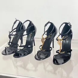 Mulheres de salto alto luxo designer sandália opyum cassandra patente suave verão homens fora de couro vegetal-bronzeado velet 10cm multi-strap sapato