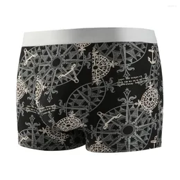 Underpants Mens Boxer Briefs Shorts Underwear U 볼록 파우치 트렁크 기하학적 인쇄 슬립 Homme 통기성 복서