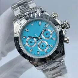 Mens Watch High Quality 40mm Watch Light Blue Luxury Automatic Machinery Diamond Watch For Chirstmas Gifts Without Box Stainless Steel Strap