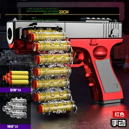 Pistola Manual eléctrica, 2 modos, pistolas de juguete, pistola de cadena de bala suave negra para adultos y niños, juegos de disparos 006