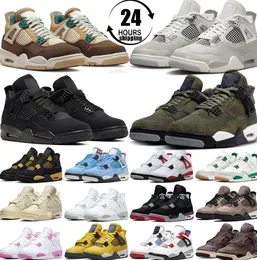Jumpman 4s Basketball Shoes Olive Cacao Wow 4 Black Cat Frozen Moments Thunder Military Black Pine Green Sail Cactus Jack Sports Mens Womens Trainers Sneakers 36-47