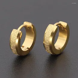 Creolen Mode Frauen Männer Punk Zuckerguss Kleine Silber Farbe Gold Schwarz Titan Runde Mond Schmuck