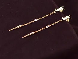 Saplama Küpe Y Sl Opyum Rhinestone Spike Metal Küpe Altın İkonik Koleksiyon İndirim Tasarımı Toz Torbalı Kadınlar İçin Mücevherler
