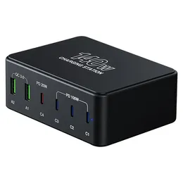 H118 140W 휴대폰 용 빠른 충전소, 노트북 충전기, 4 Type-C+2 USB-A-US Plug