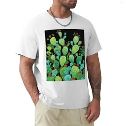 Men's Polos Prickly Pear Illustration T-Shirt Man Clothes Black T Shirt Custom Shirts Design Your Own Blouse Heavy Weight For Men