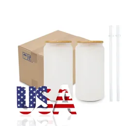 2 Tage Lieferung US CA gefüllt 16oz Sublimation Tumbler Dose geformte Glasbecher wiederverwendbar