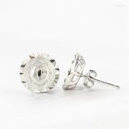 Stud Earrings Wholesale 10pcs/lot 925 Sterling Silver 4x4mm 8x8mm 9x9mm 10x10mm Round Cabochon Semi Mount Setting