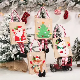 Рождественские украшения из мешковины, подарочная сумка, многоразовые сумки для хранения мультфильмов, многофункциональные сумки для конфет, контейнеры 220923