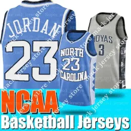 Özel NCAA North Carolina 23 Michael Jersey Allen 3 Iverson Georgetown Hoyas Koleji Basketbol Formaları