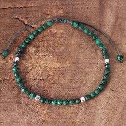 Charm Armband Natural 4mm Malachite Beads Dainty Armband ädelstensladd flätad tibetansk justerbar vänskap Kvinnans smycken Dropship
