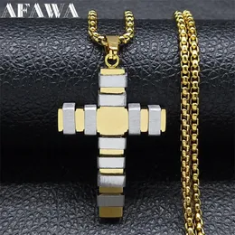 Chokers Fashion Cross Naszyjnik dla kobiet mężczyzn złoty kolor stalowy chrześcijański naszyjnik punkowy motocykl biżuterii Masculino N2344S02 231021