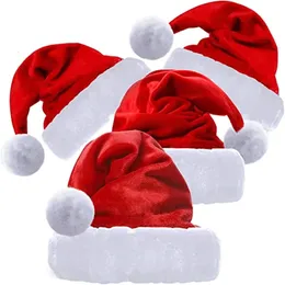 Party Hats High Quality Christmas Xmas Soft Hat Santa Claus Red Short Plush Noel Hat Merry Christma Decor Gift Happy Year 231023
