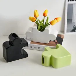 Vaser moderna dekorationer morandi jigsaw vase hem färg dekorativ blomkruka nordiskt vardagsrum skrivbordsutrustning keramik