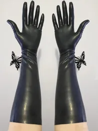 Fem fingrarhandskar Slim 2d Long Finger Latex Handskar Korta valtar Sömlösa Fem fingrar Fetisch Klorering 3D version 231021