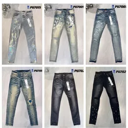 Jeans firmati viola Jeans da uomo Jeans viola Pantaloni firmati pantalones Jeans da uomo Jeans strappati Jeans dritti normali Strappi di jeans Jeans vecchi lavati Jeans lunghi 29-40