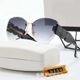 desginer vercaces 2023 New Fanjia frameless trammedgence sunglasses cross border uv rustant tradient fashion grassions