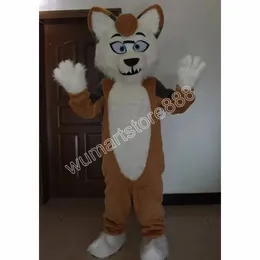 Högkvalitativ Wolf Dog Mascot Costume Carnival Unisex Outfit vuxna storlek Jul födelsedagsfest utomhusklädning reklamrekord