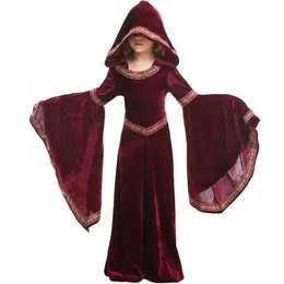 Halloween Costume Women Designer Cosplay Costume Halloween Wine Red Vampire Children's Dress Girls' Party Cos Performance Costume European Medieval Costume