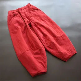 Pantaloni da donna Pantaloni da donna invernali stile artistico da donna elastico in vita solido caldo addensato cotone Harem pantaloni casual larghi femminili abbinati