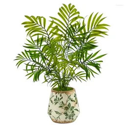 Dekorative Blumen, Kunststoff/Polyester, künstliche Mini-Areca-Pflanze in grüner Blumenvase